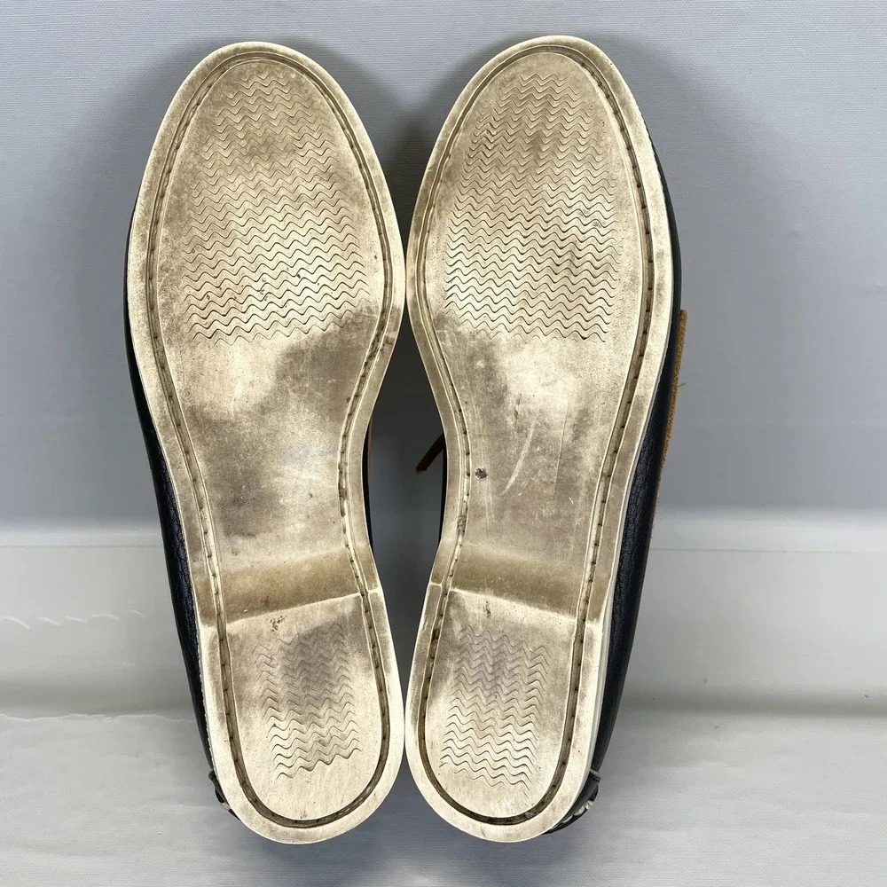 Vtg Dooney & Bourke Boat Shoes Mens Size 8 M Brown Black Leather Deck Loafers